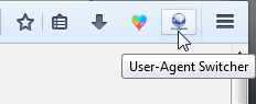 Bouton d'User-Agent Switcher (revived) dans Firefox