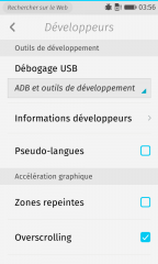 Activer ADB pour le débogage USB dans les paramètres de Firefox OS