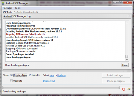 Android SDK Manager Log