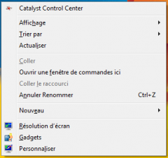 Bureau de Windows : menu contextuel : item Ouvrir une fenêtre de commandes ici