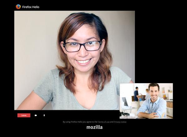 Nouvelle fenêtre de conversation dans Firefox Hello