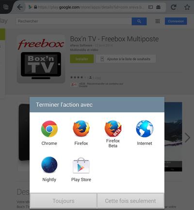 Boîte « Terminer l'action avec » lancée par Open Native App