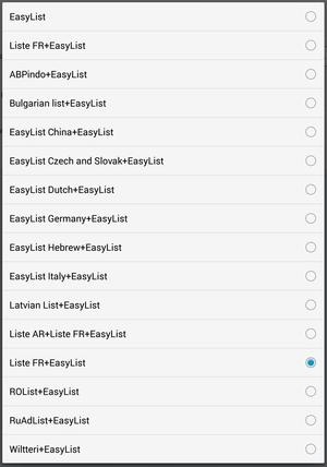 Adblock Plus : listes d'abonnements