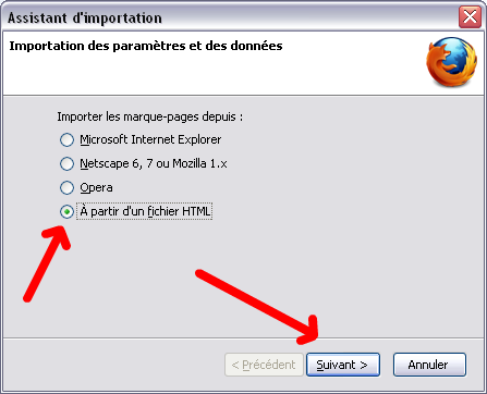 Assistant d'importation de Firefox