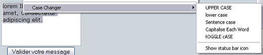 Menu contextuel de Case Changer dans Firefox
