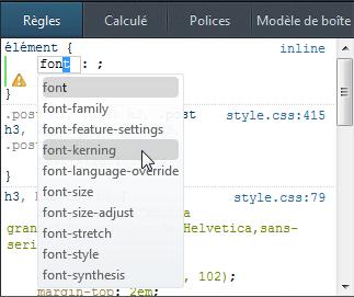 Autocomplétion du CSS dans l'inspecteur de Firefox 25