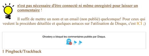 Ghostery : a bloqué les commentaires publiés par Disqus