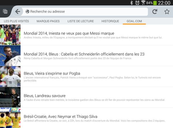 Panneau Goal dans l'écran intelligent de  Firefox pour Android 30 (Hub)
