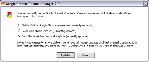 Google Chrome channel changer 2.0