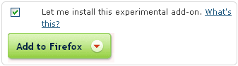 Let me install this experimental add-on. What's this? Add to Firefox