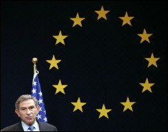 Paul Wolfowitz devant un grand cercle d'étoiles dorées
