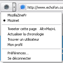 Menu de l'icône d'Echofon 2 dans Firefox 4