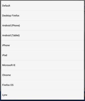 Phony : les « user agent » disponibles