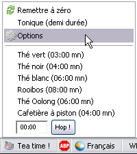 Menu de Tea Timer