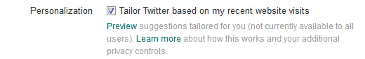 Twitter – paramètres – Personalization